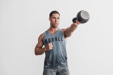 Nobull Dip-Dye Men's Tank Tops Blue | Australia (WU9264)